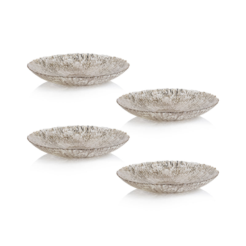 Zodax Chiara Fusion Shallow Glass Serving Bowls- Set of 4, Small