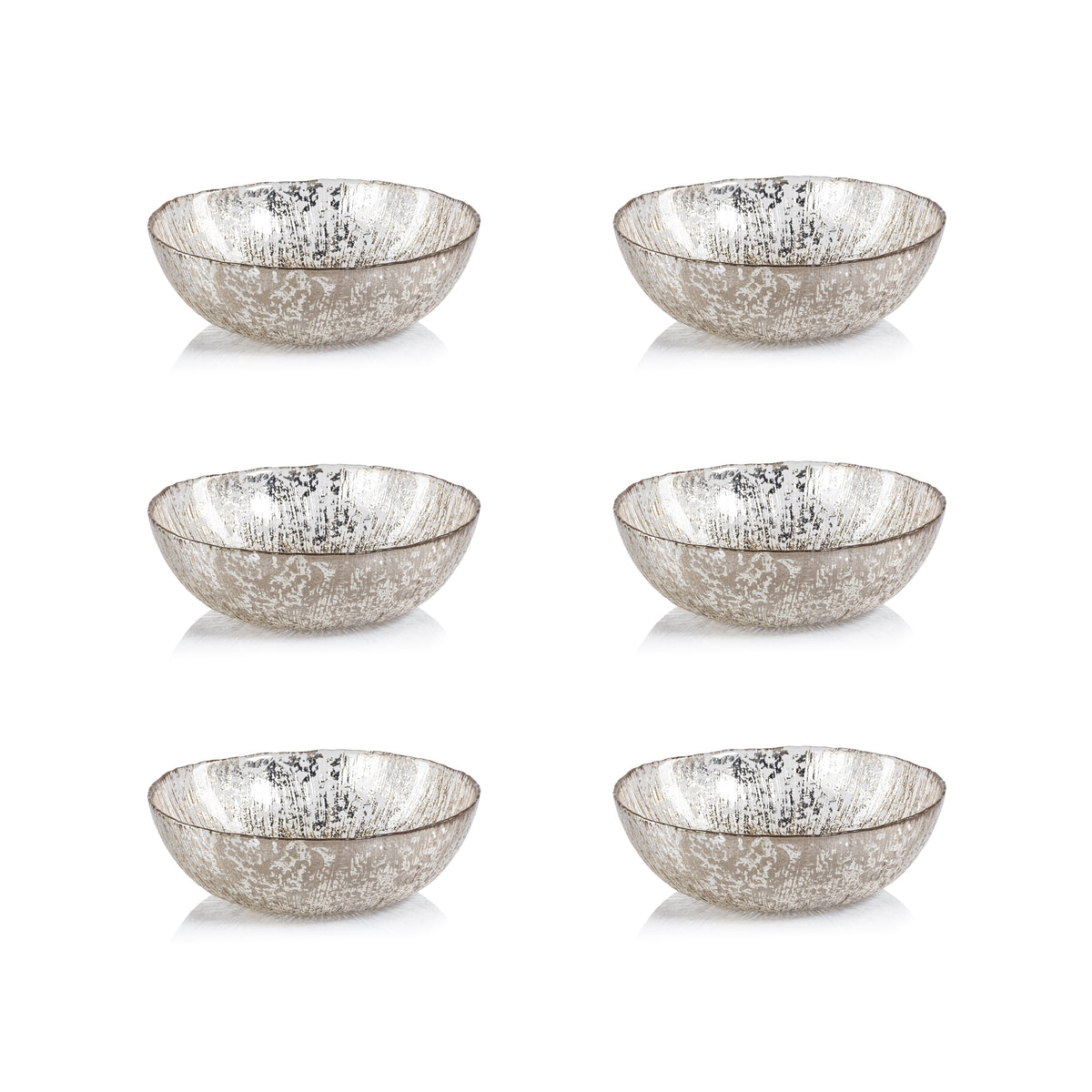Zodax Chiara Fusion Deep Glass Serving Bowls- Set of 6, Large