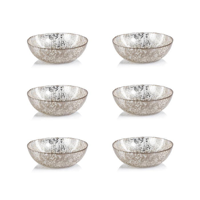 Zodax Chiara Fusion Deep Glass Serving Bowls- Set of 6, Large