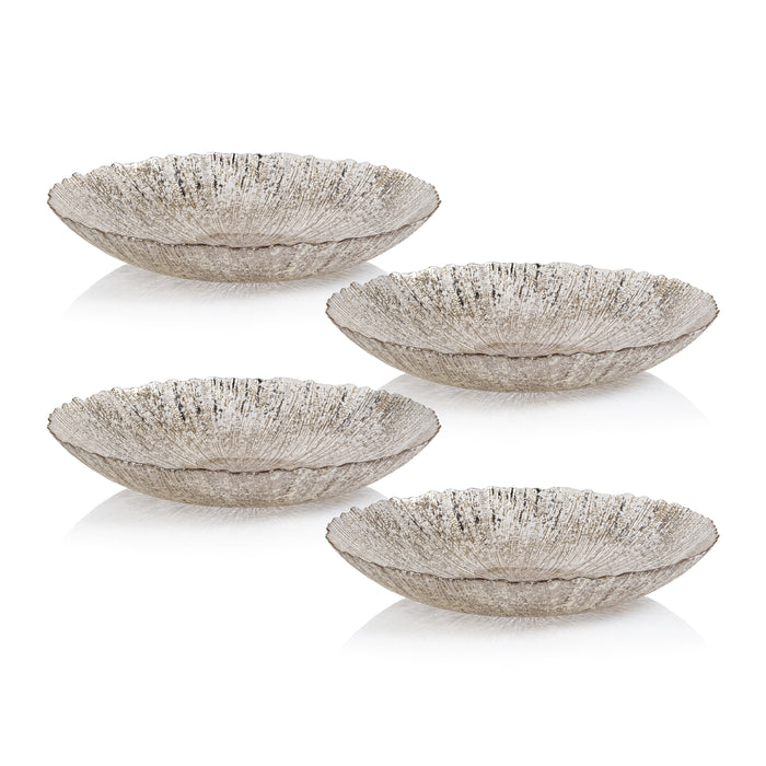 Zodax Chiara Fusion Shallow Glass Serving Bowls- Set of 4, Large