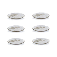 Zodax Jarrah Eucalyptus Design Glass Dessert Plates, Set of 6