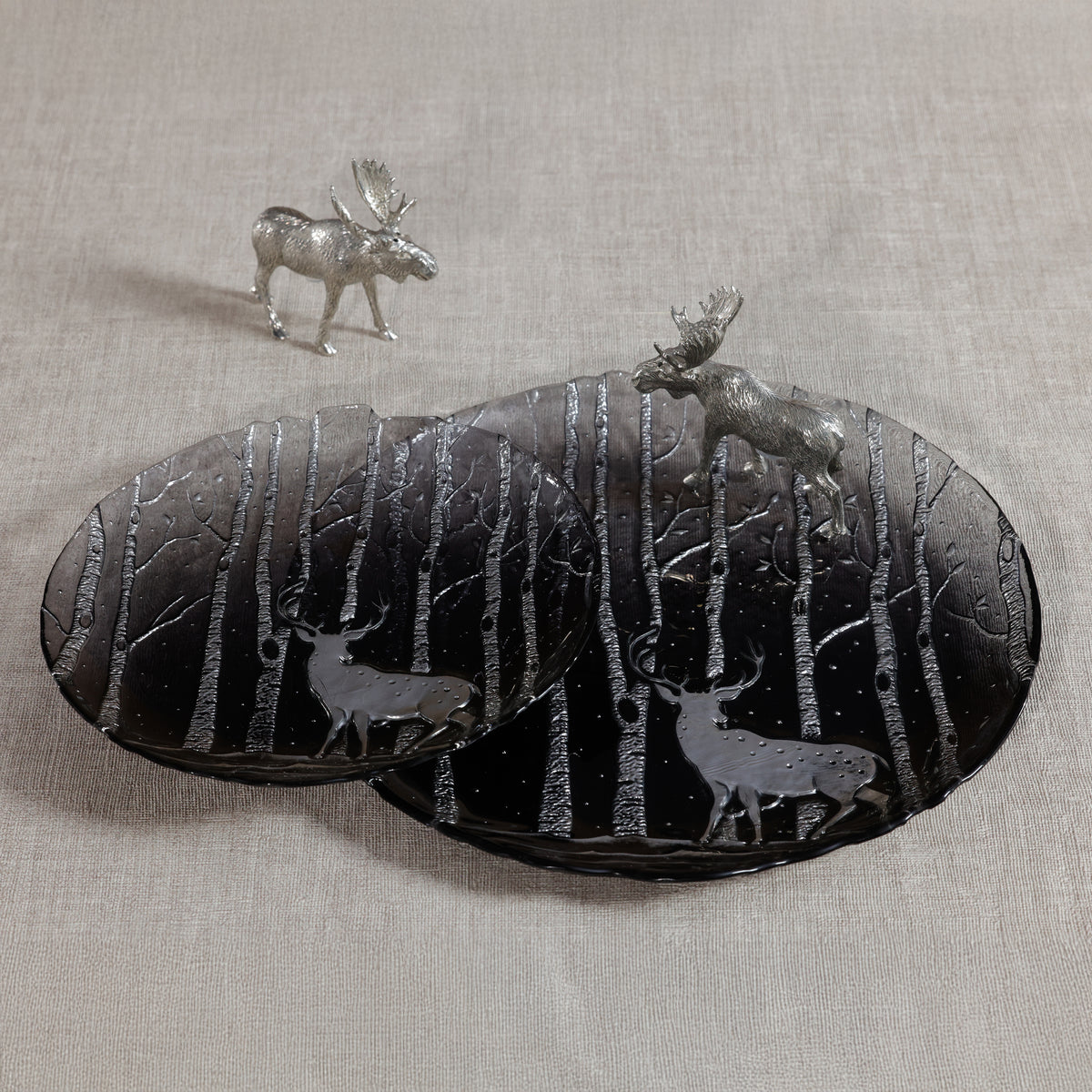 Zodax Wilderness Glass Dessert Plates, Set of 6, Smoke