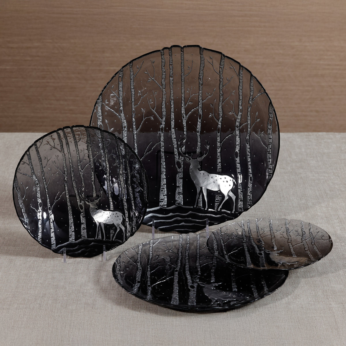 Zodax Wilderness Glass Dessert Plates, Set of 6, Smoke