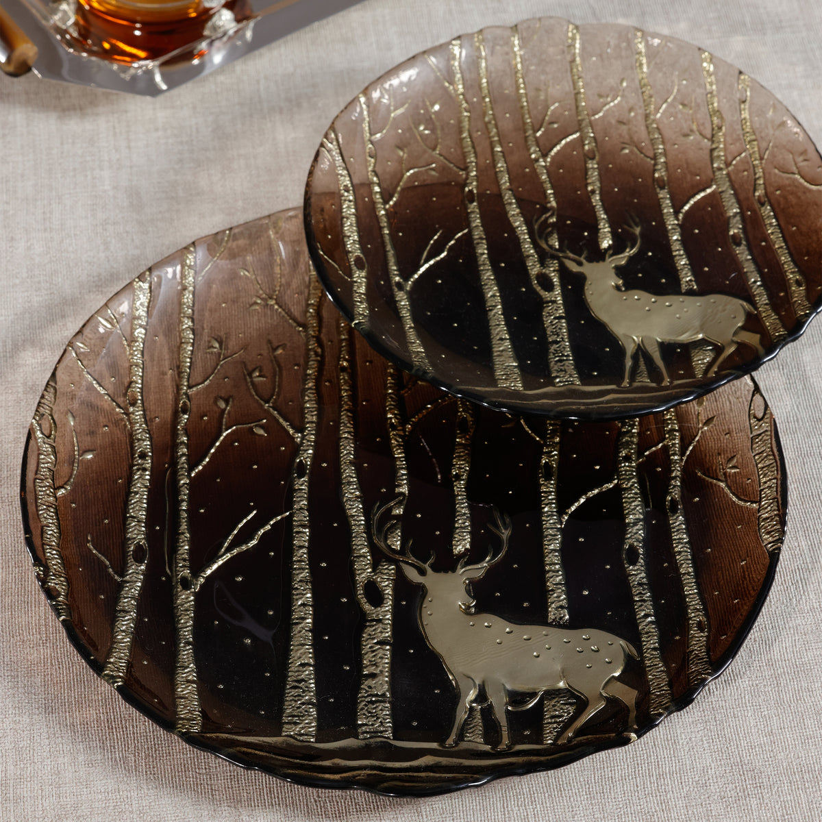 Zodax Wilderness Glass Dinner Plates, Set of 6, Taupe