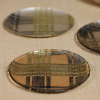 Zodax Plaid Patterned Glass Dessert Plates, 3-Piece Assorted Set