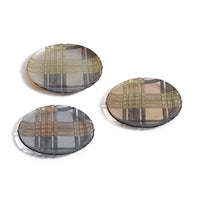 Zodax Plaid Patterned Glass Dessert Plates, 3-Piece Assorted Set