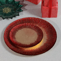 Zodax Celestial Rim Glass Dessert Plates, Set of 6, Gold & Red