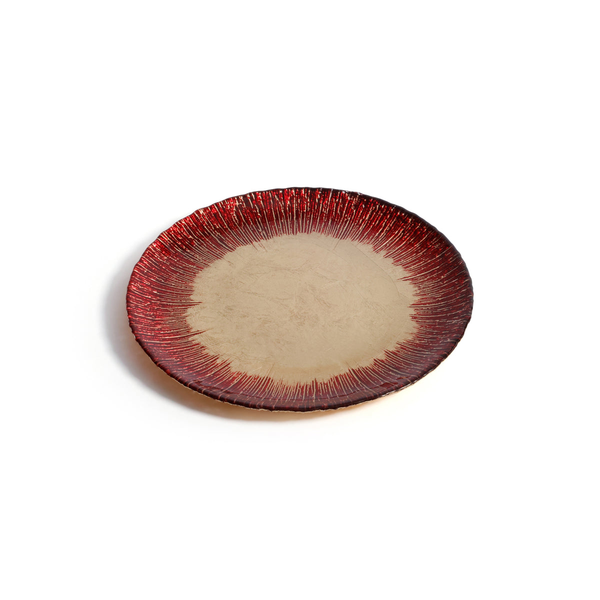 Zodax Celestial Rim Glass Dessert Plates, Set of 6, Gold & Red