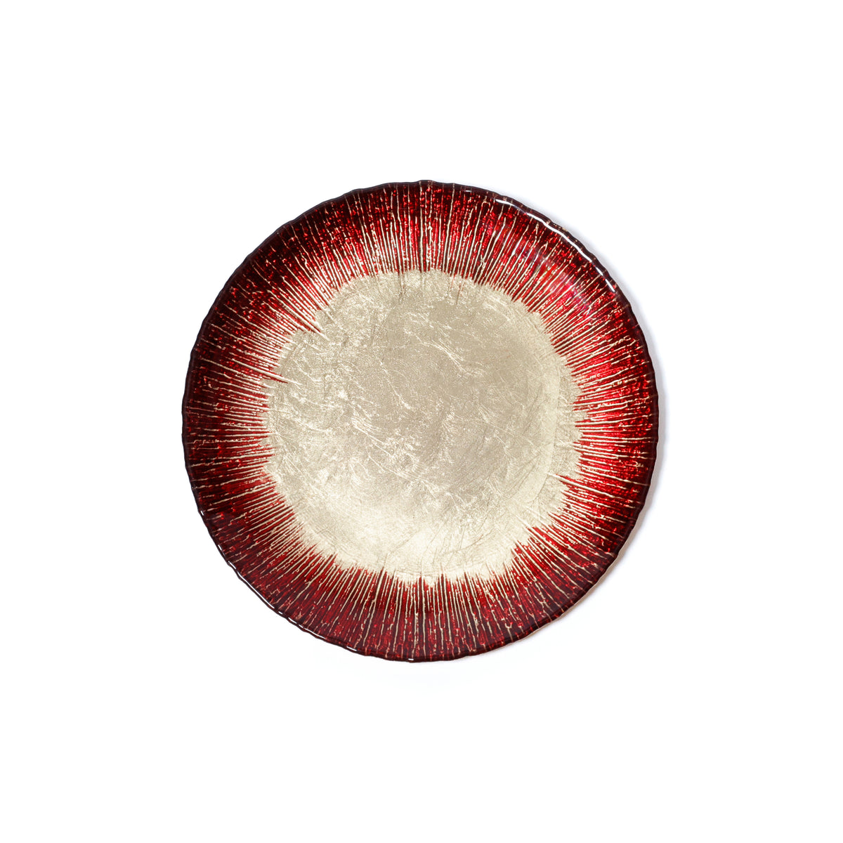 Zodax Celestial Rim Glass Dessert Plates, Set of 6, Gold & Red
