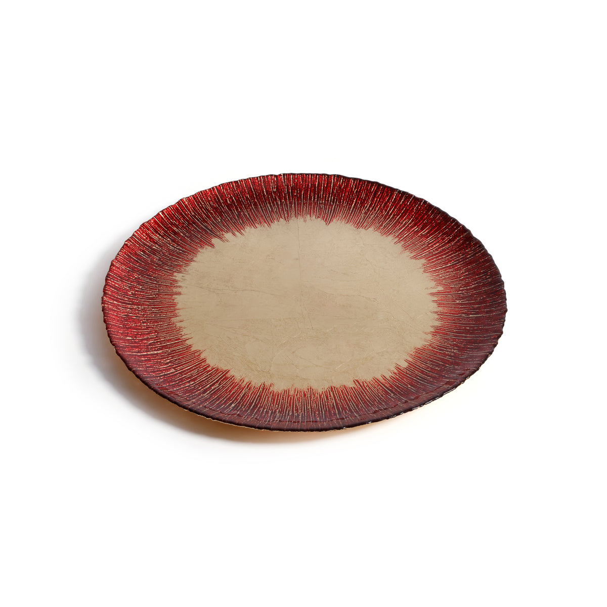 Zodax Celestial Rim Glass Dinner Plates, Set of 6, Gold & Red