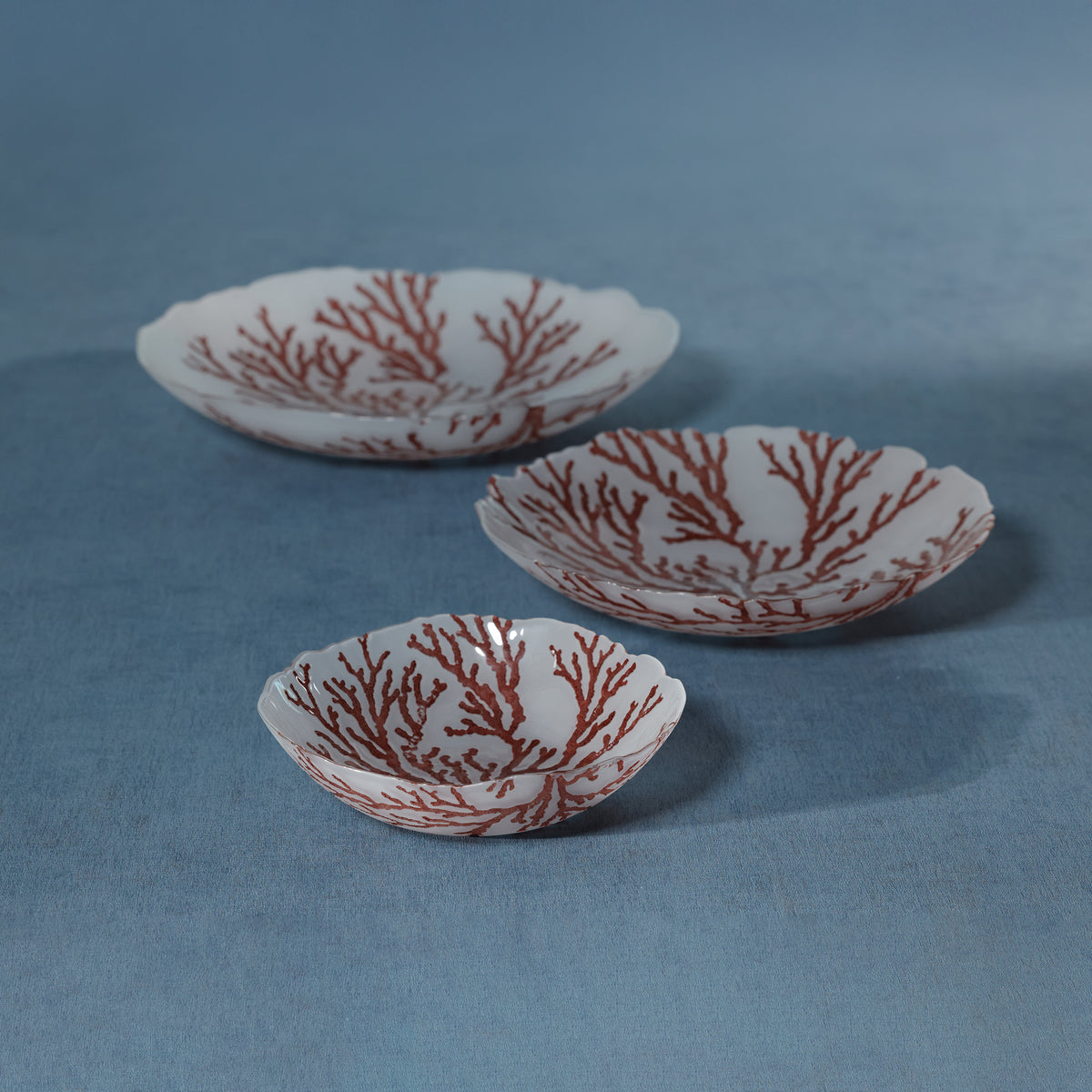 Zodax Coral Design Glass Bowls, Set of 4, Large