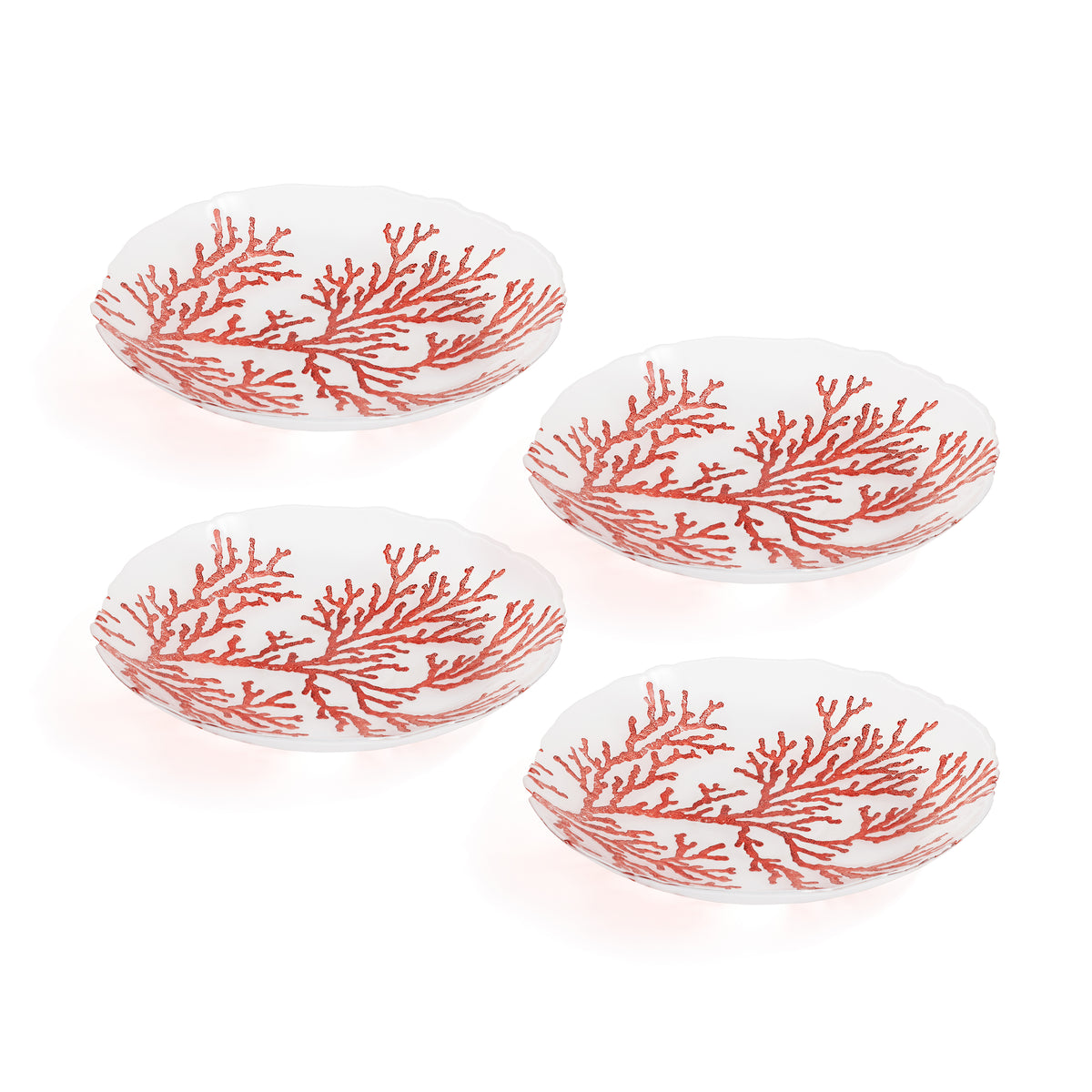 Zodax Coral Design Glass Bowls, Set of 4, Large
