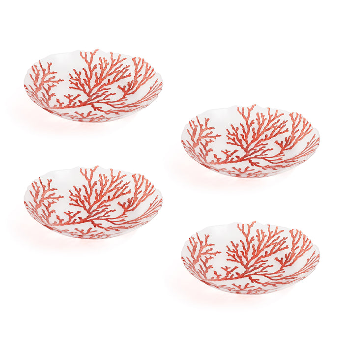 Zodax Coral Design Glass Bowls, Set of 4, Small