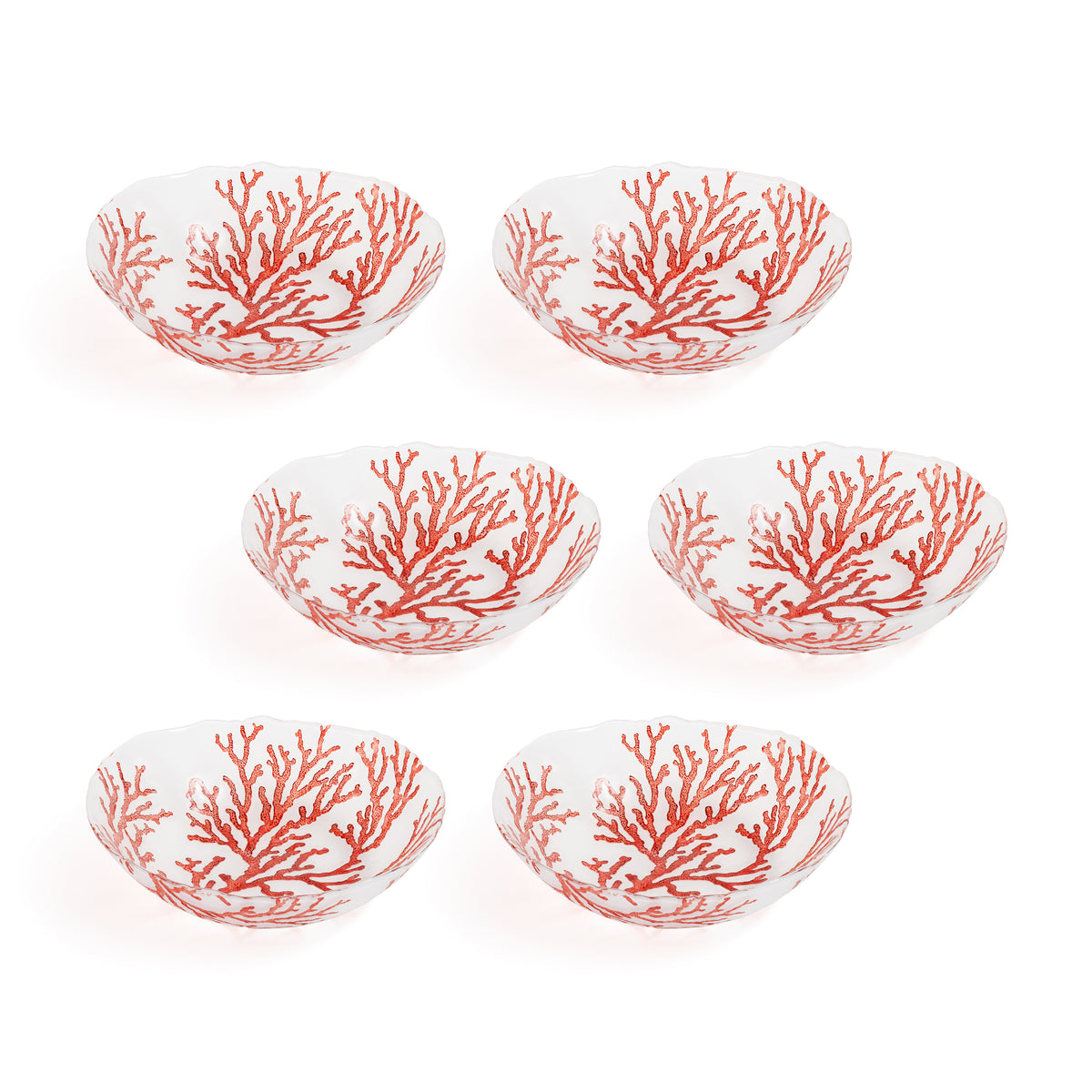 Zodax Coral Design Glass Bowls, Set of 6