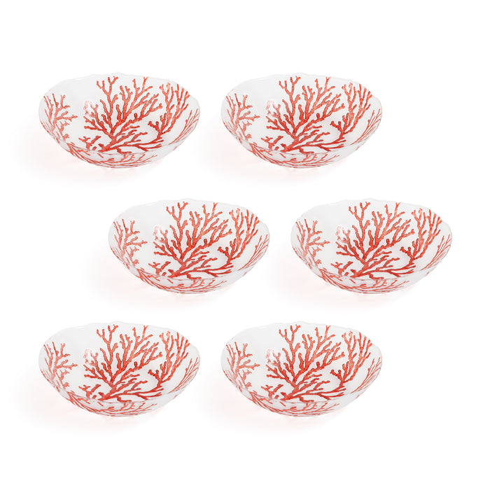 Zodax Coral Design Glass Bowls, Set of 6
