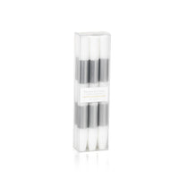 Zodax 6-Piece Modern & Festive Formal Candle Set, Silver, Pack of 2