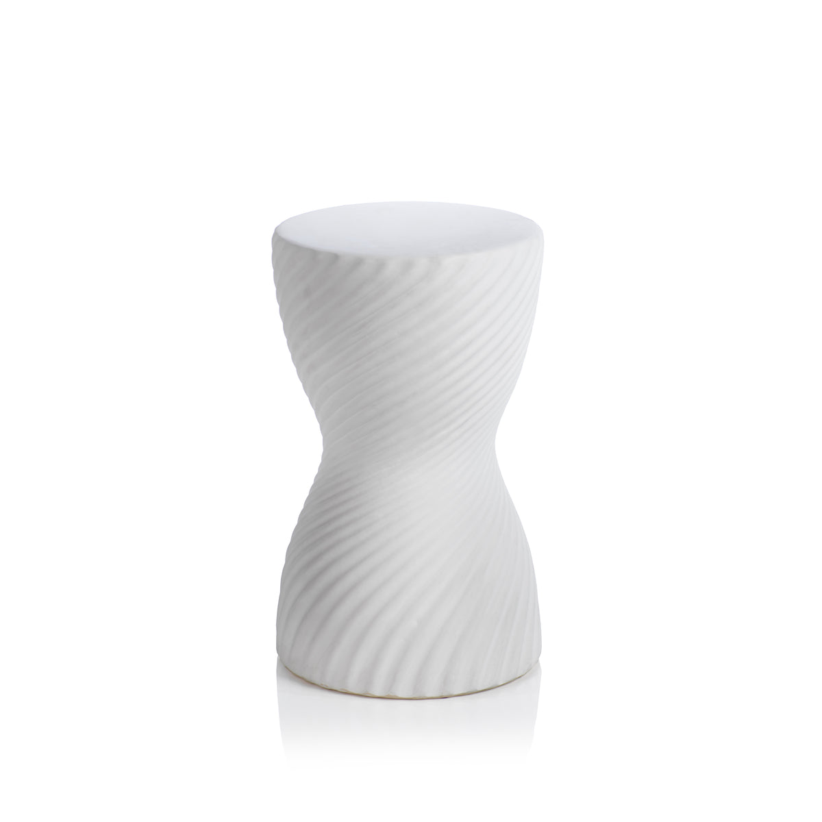 Zodax Twisted Ribbed White Earthenware Stool