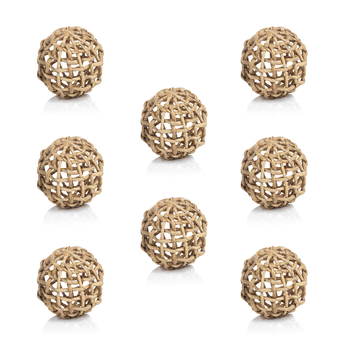 Zodax 8-Piece Water Hyacinth Twisted Fill Decorative Ball Set, 4.75"