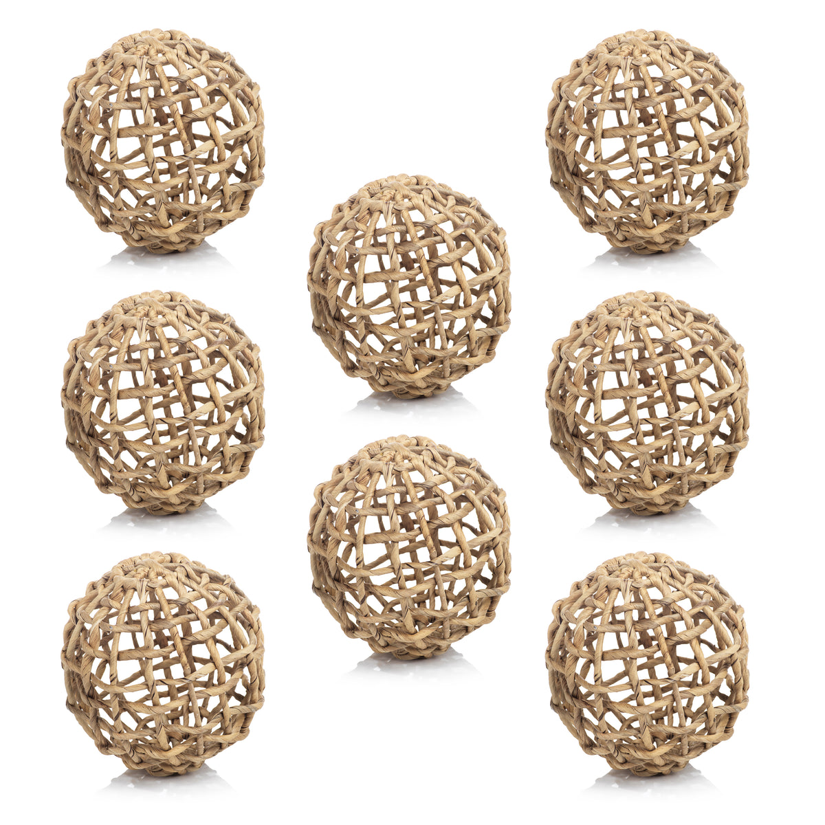 Zodax 8-Piece Water Hyacinth Twisted Fill Decorative Ball Set, 6.75"
