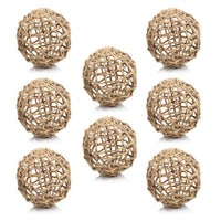 Zodax 8-Piece Water Hyacinth Twisted Fill Decorative Ball Set, 6.75"
