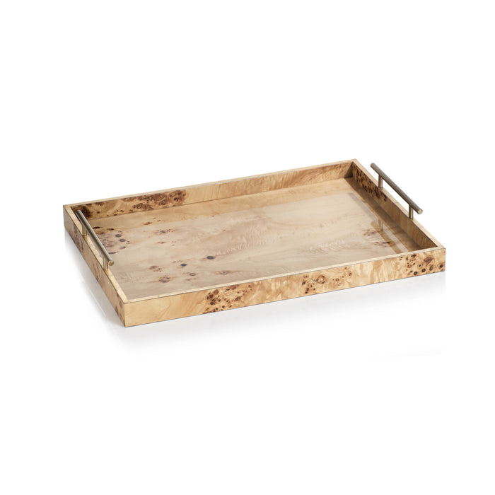 Zodax Holland 21" Long Burl Wood Design Rectangular Tray