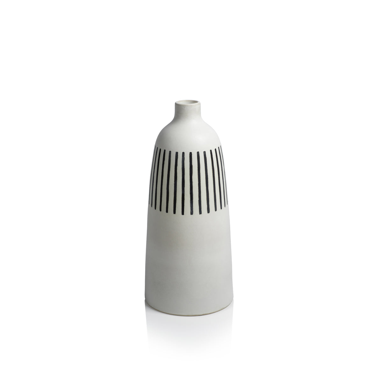 Zodax Salvado White Earthenware Vase with Black Stripes