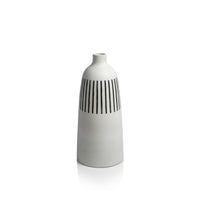 Zodax Salvado White Earthenware Vase with Black Stripes