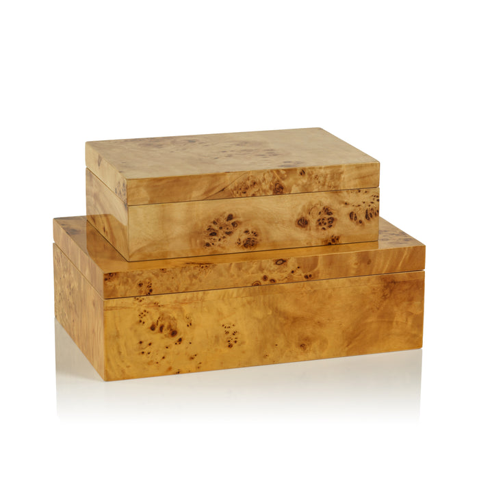 Zodax Dubbo Burl Wood Design Decorative Box, 10" x 6.5" x 2.5"