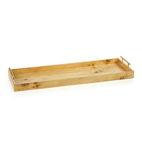 Zodax Dubbo Burl Wood Rectangular Tray with Gold Handles, 30" x 10"