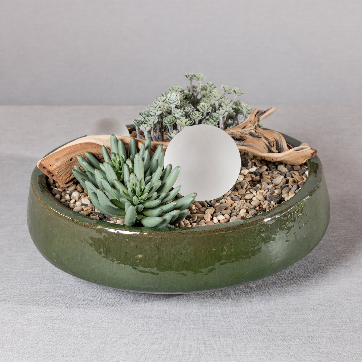 Zodax Zeno Green Glazed Stoneware  Planter Bowl