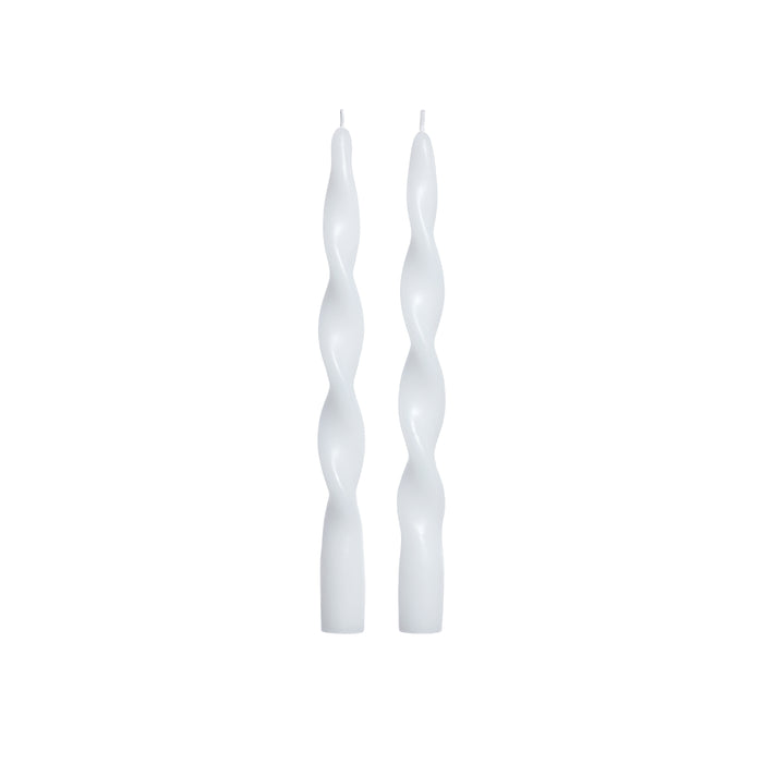 Zodax Lumière Twist Formal Taper Candles, Set of 12 – Holiday Table Décor, White, 10"