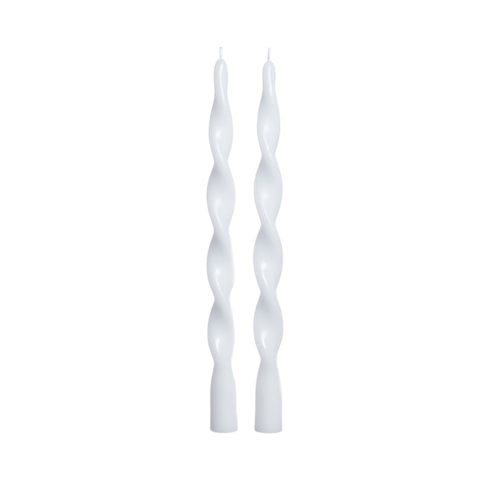 Zodax Lumière Twist Formal Taper Candles, Set of 12 – Holiday Table Décor, White, 12"