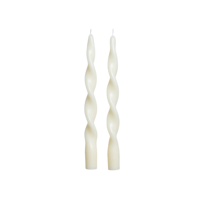 Zodax Lumière Twist Formal Taper Candles, Set of 12 – Holiday Table Décor, Ivory, 10"