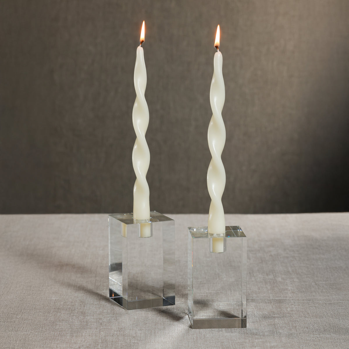Zodax Lumière Twist Formal Taper Candles, Set of 12 – Holiday Table Décor, Ivory, 12"