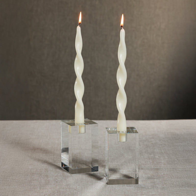 Zodax Lumière Twist Formal Taper Candles, Set of 12 – Holiday Table Décor, Ivory, 12"