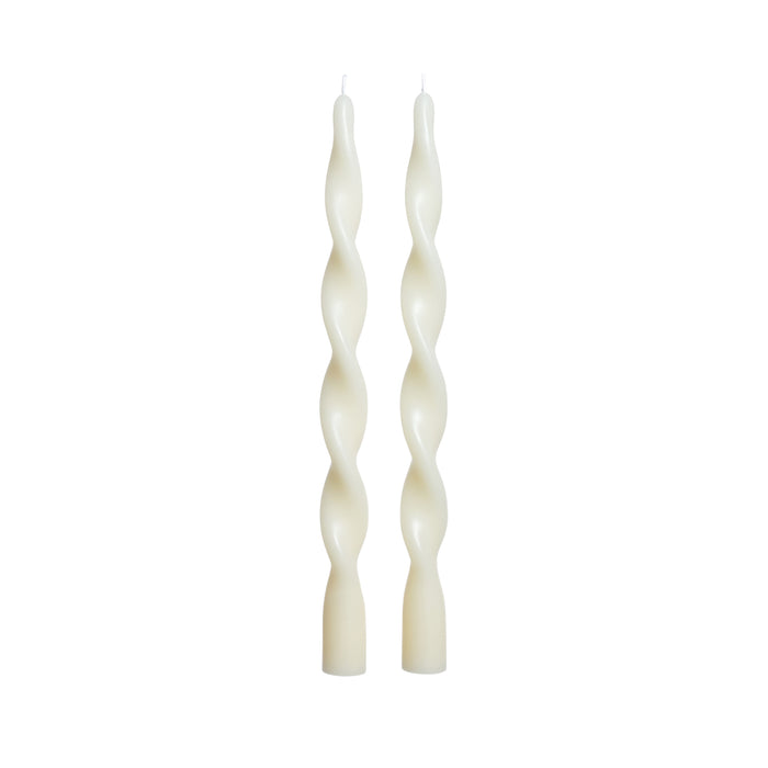 Zodax Lumière Twist Formal Taper Candles, Set of 12 – Holiday Table Décor, Ivory, 12"