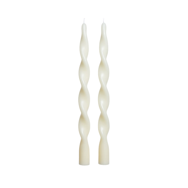Zodax Lumière Twist Formal Taper Candles, Set of 12 – Holiday Table Décor, Ivory, 12"