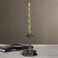 Zodax Lumière Twist Formal Taper Candles, Set of 12 – Holiday Table Décor, Dried Sage, 10"