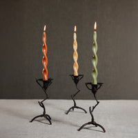 Zodax Lumière Twist Formal Taper Candles, Set of 12 – Holiday Table Décor, Dried Sage, 10"