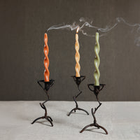 Zodax Lumière Twist Formal Taper Candles, Set of 12 – Holiday Table Décor, Dried Sage, 10"