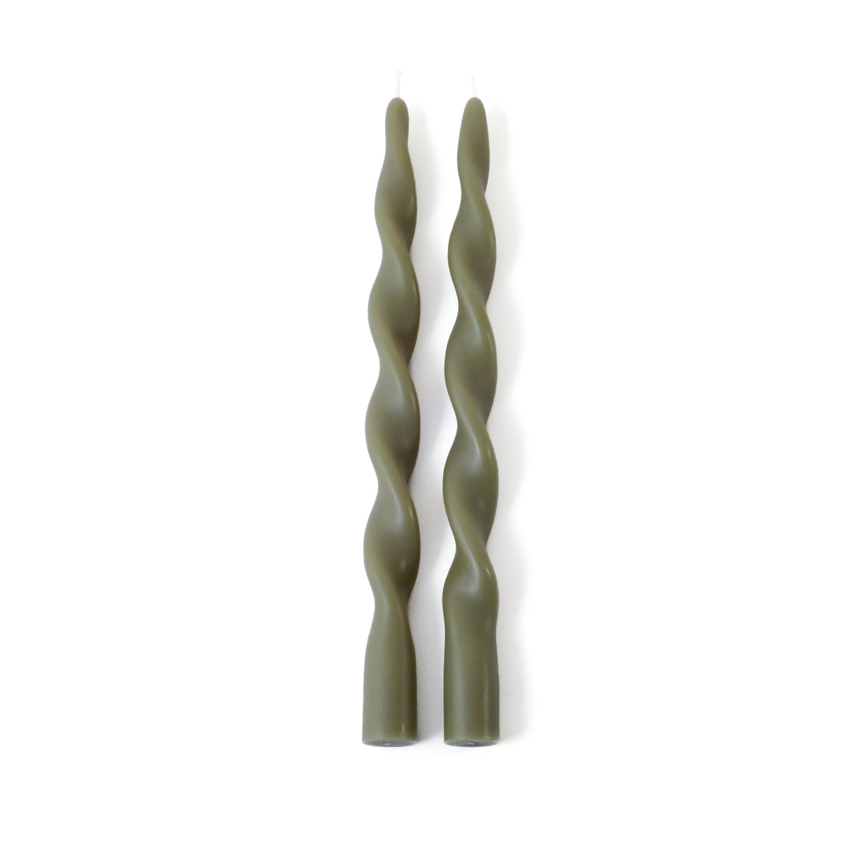 Zodax Lumière Twist Formal Taper Candles, Set of 12 – Holiday Table Décor, Dried Sage, 12"