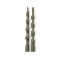 Zodax Lumière Twist Formal Taper Candles, Set of 12 – Holiday Table Décor, Dried Sage, 12"