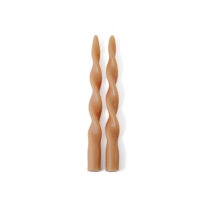 Zodax Lumière Twist Formal Taper Candles, Set of 12 – Holiday Table Décor, Desert Beige, 10"