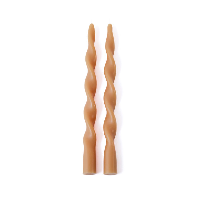 Zodax Lumière Twist Formal Taper Candles, Set of 12 – Holiday Table Décor, Desert Beige, 12"