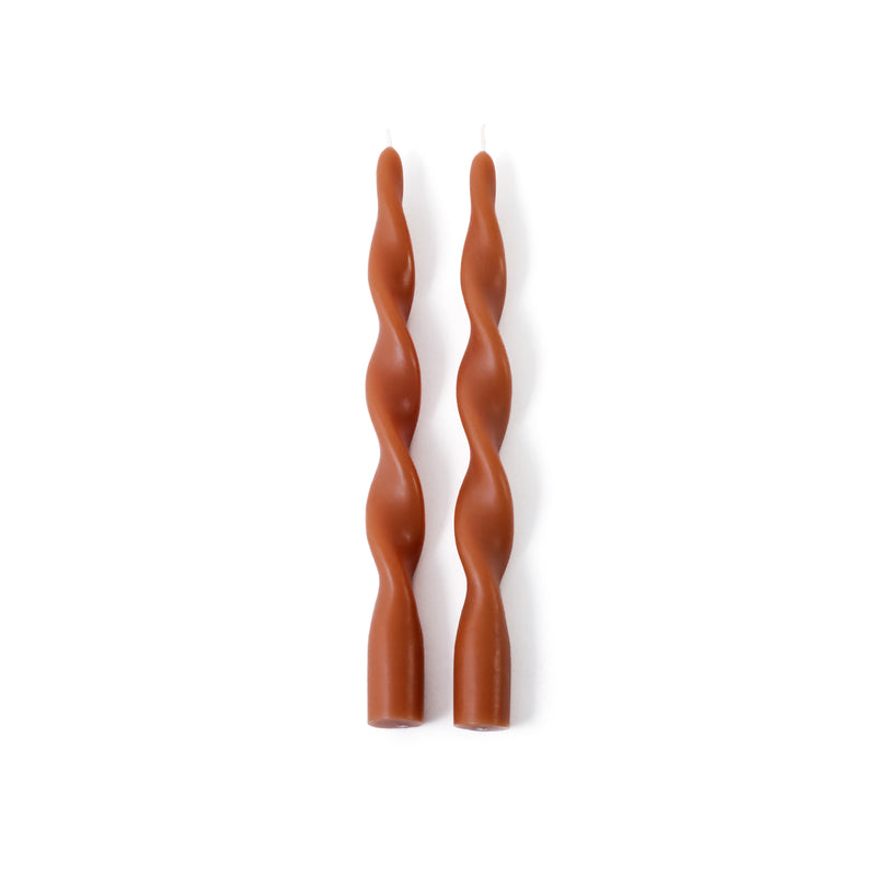 Zodax Lumière Twist Formal Taper Candles, Set of 12 – Holiday Table Décor, Amber Dune, 10"