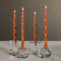 Zodax Lumière Twist Formal Taper Candles, Set of 12 – Holiday Table Décor, Amber Dune, 12"