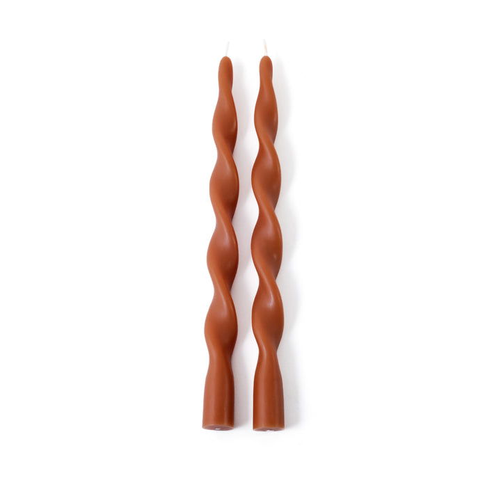Zodax Lumière Twist Formal Taper Candles, Set of 12 – Holiday Table Décor, Amber Dune, 12"