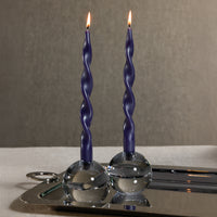 Zodax Lumière Twist Formal Taper Candles, Set of 12 – Holiday Table Décor, Twilight Indigo, 10"