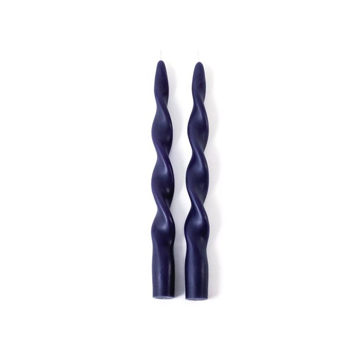 Zodax Lumière Twist Formal Taper Candles, Set of 12 – Holiday Table Décor, Twilight Indigo, 10"