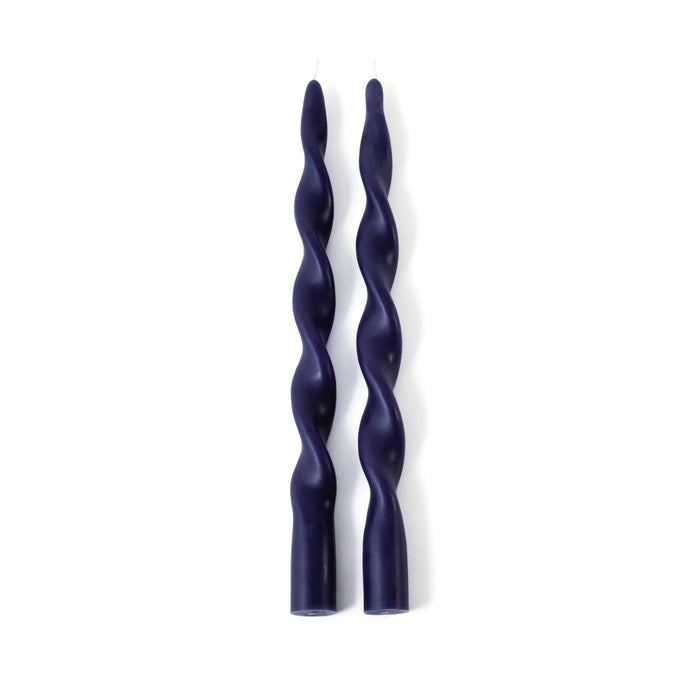 Zodax Lumière Twist Formal Taper Candles, Set of 12 – Holiday Table Décor, Twilight Indigo, 12"